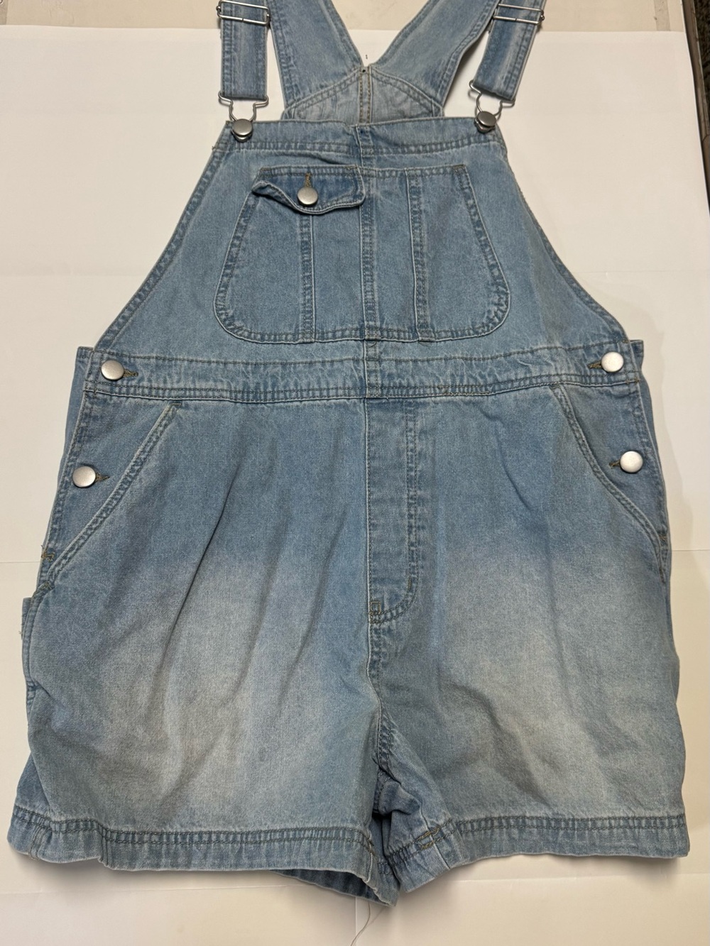 No Boundaries Light Blue Denim Short Overalls